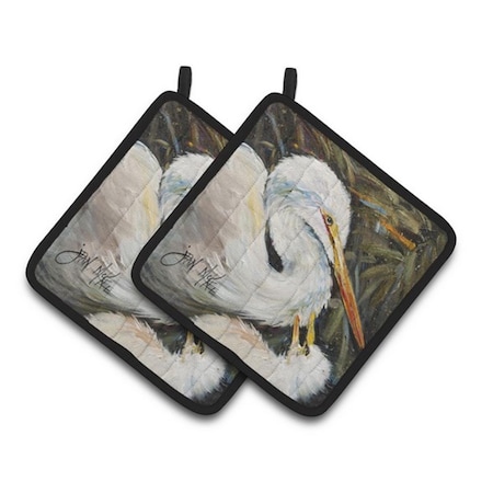 Carolines Treasures White Egret Pair of Pot Holders, 7.5 x 3 x 7.5 in. JMK1227PTHD